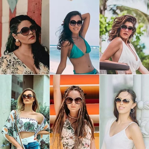 Stylish Hollow-Out Sunglasses for Women: European & American-Style Oversized Frame Cross Design, Perfect for Outdoor Sun Protection – Available on Xiaohongshu