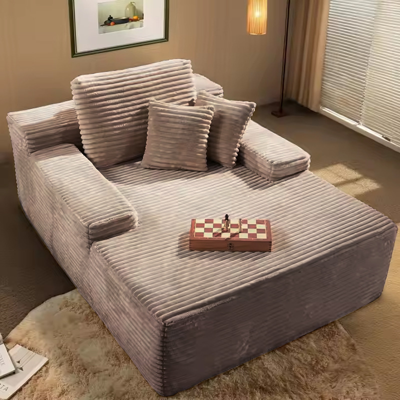 Rollo en caja, compresión al vacío, sofá de cine, tela a rayas grandes, sala de estar, dormitorio de villa, sofá suave, sillón reclinable