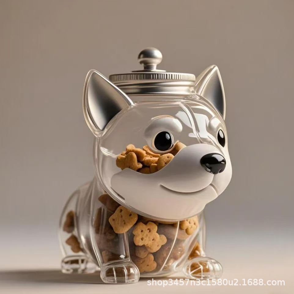 Nuevos productos transfronterizos para gatos para mascotas almacenamiento de bocadillos 1 de junio día de los niños alto contenedor de vidrio de silicona contenedor de almacenamiento de cocina