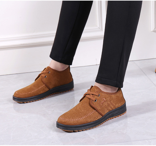 Old Beijing Cotton Shoes Spring and Summer Cowhide Sole Work Shoes for Middle-Aged and Elderly Men, Soft Sole Men's Casual Shoes, Breathable Canvas, Wholesale from Street Stalls