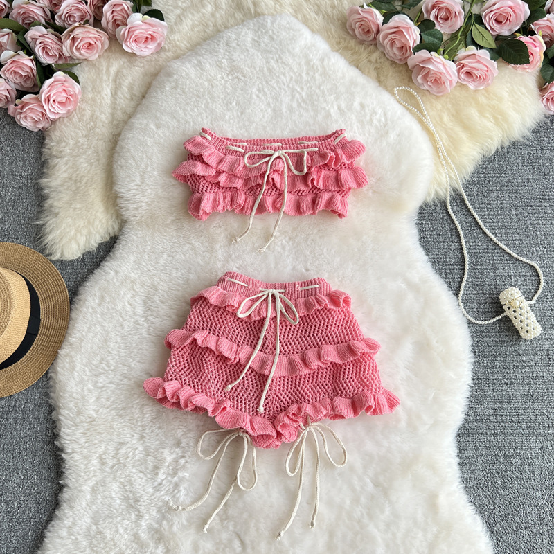 Dopamine Girl Pure Sweet Bow Stitching Plaid Contrast Color Shorts