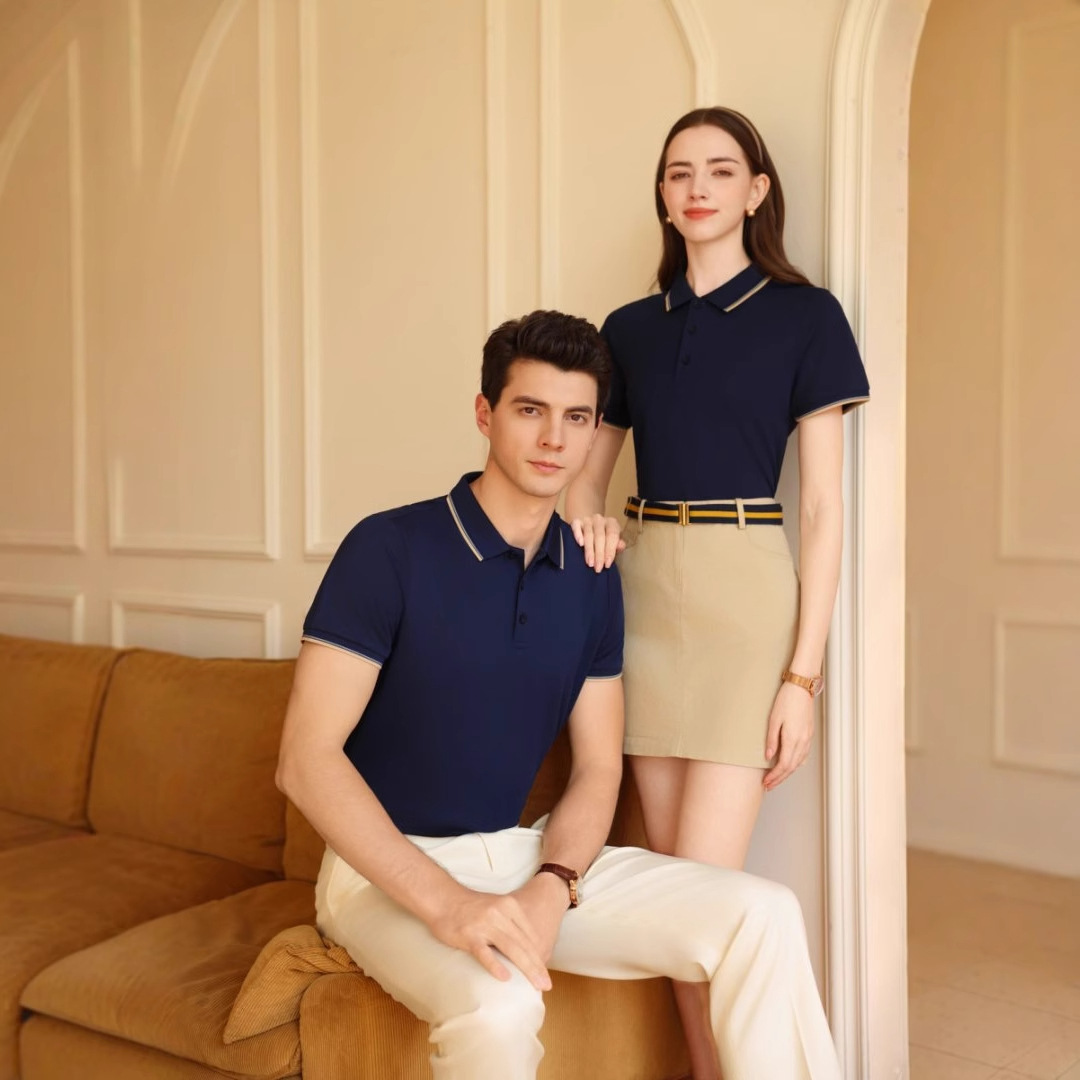 Polo de manga corta de poliéster de color liso con cuello tipo solapa, fragancia de lujo y tacto fresco, ideal para verano 2026, ¡gran oferta para dropshipping y transmisiones en vivo!