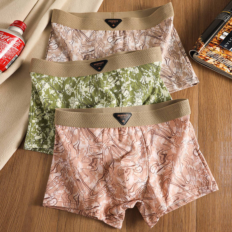 New Chinese Style Printed Cotton Men's Underwear Autumn and Winter New Breathable Men's Boxer Briefs Soft, Comfortable and Skin-Friendly Boxer Briefs