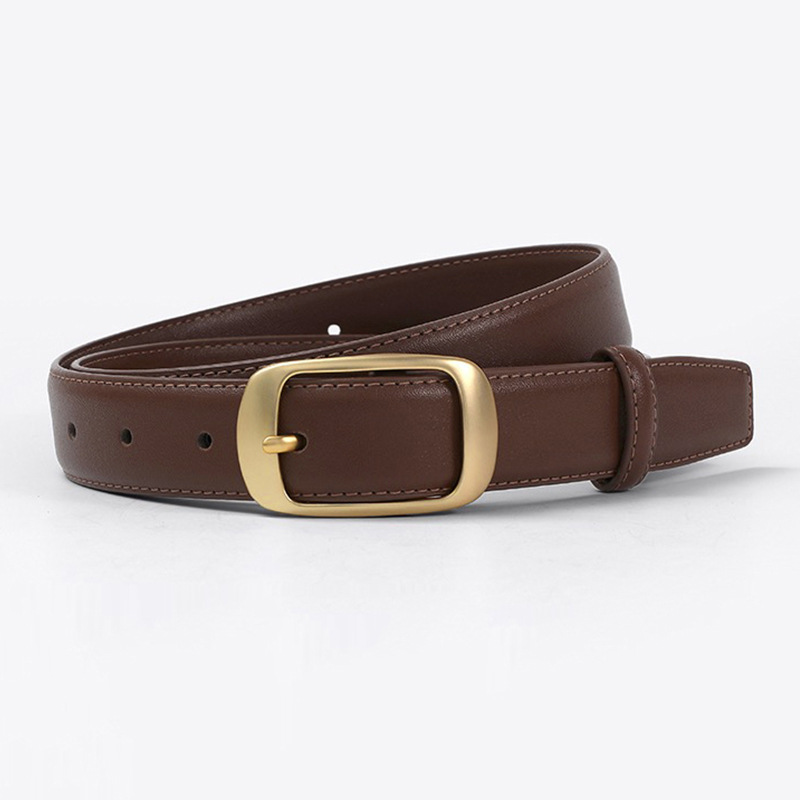 2024 europäischen und Amerikanischen Neue Mode Lässig Vielseitig Jeans Zwei Schicht Rindsleder frauen Einfarbig Gürtel Gürtel Minimalistischen Stil_voghion.com