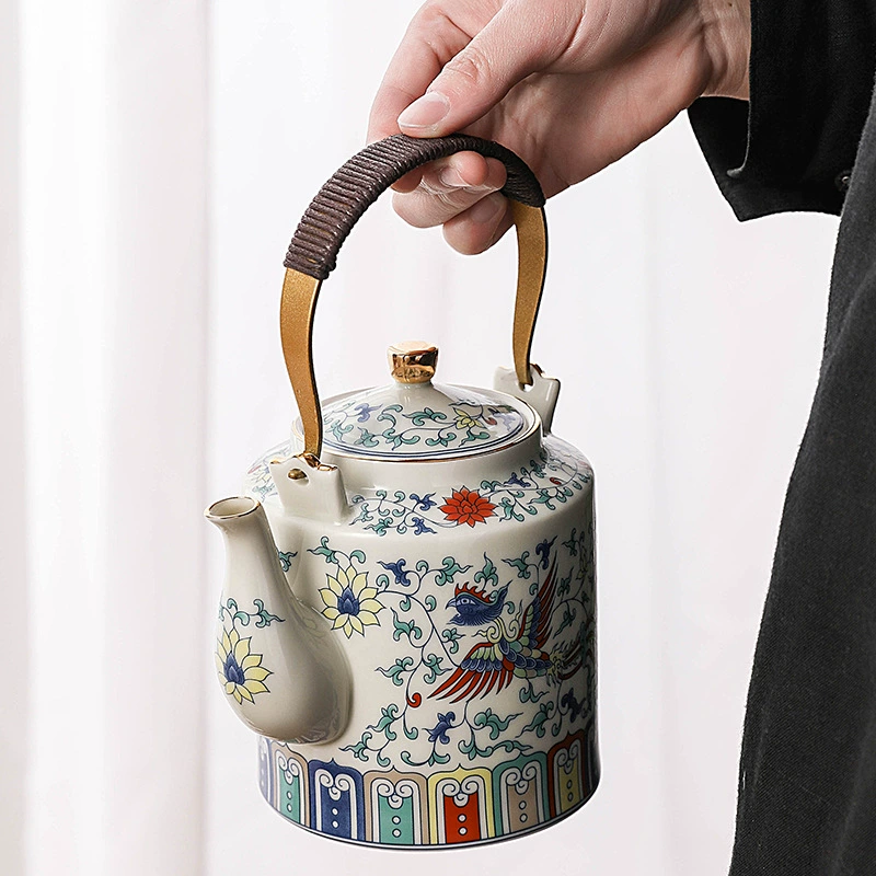 Керамический медный чайник, стеклянная ручка, держатель, аксессуары