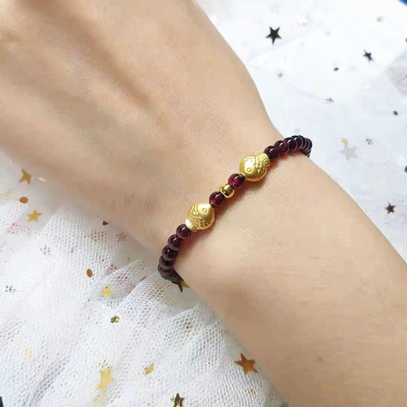 물고기 자리 + 금 구슬 + 가닛 팔찌