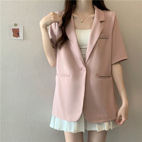 Lightweight Women's Summer Blazer Korean Style Casual Suit Jacket_voghion.com