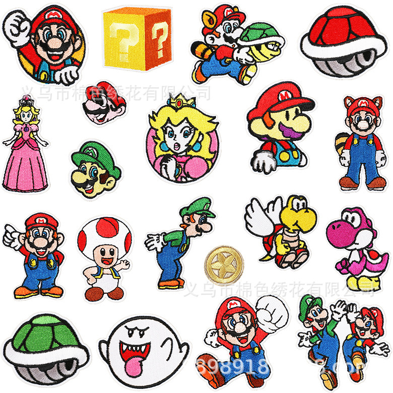 Mario embroidery cloth stickers clothes decoration patch stickers game role patch stickers computer embroidery logo thermal transfer printing