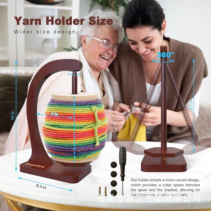 Household wooden bobbin rack rotatable hand-woven wool rack household yarn storage rack bobbin storage rack