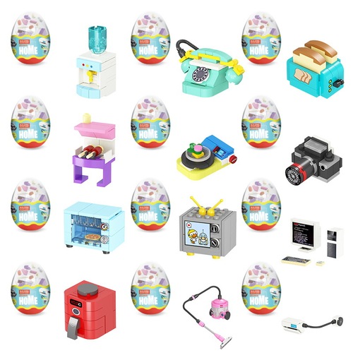 Pinge K57A Mini Home Appliances TV Camera Microwave Vacuum Cleaner Assembly Model Children's Building Blocks