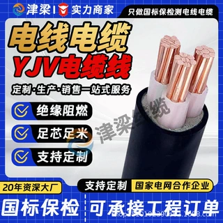 厂家阻燃YJV国标纯铜电缆线3/4/5芯4/6/10平方绝缘电线插座电源线