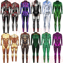 2023跨境新品骷髅系cosplay 3D数码印花成人儿童款长袖连体衣