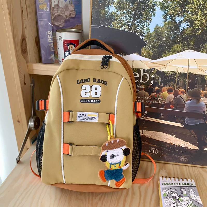 Capacious backpack, retro trend shoulder bag, for students, 2023 collection, American style