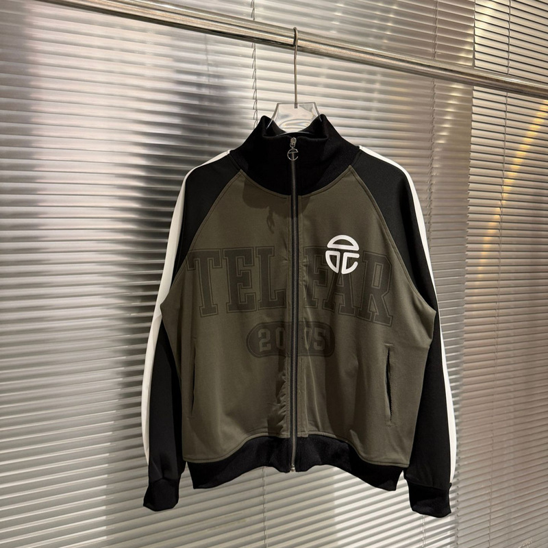 Cortis Martin Telfar-style washed and distressed color-blocked zip-up sports jacket Cortis Martin Telfar-style washed and distressed color-blocked zip-up sports jacket