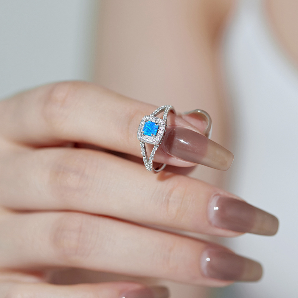 Fashion Geometric Sterling Silver Inlay Zircon Rings 1 Piece