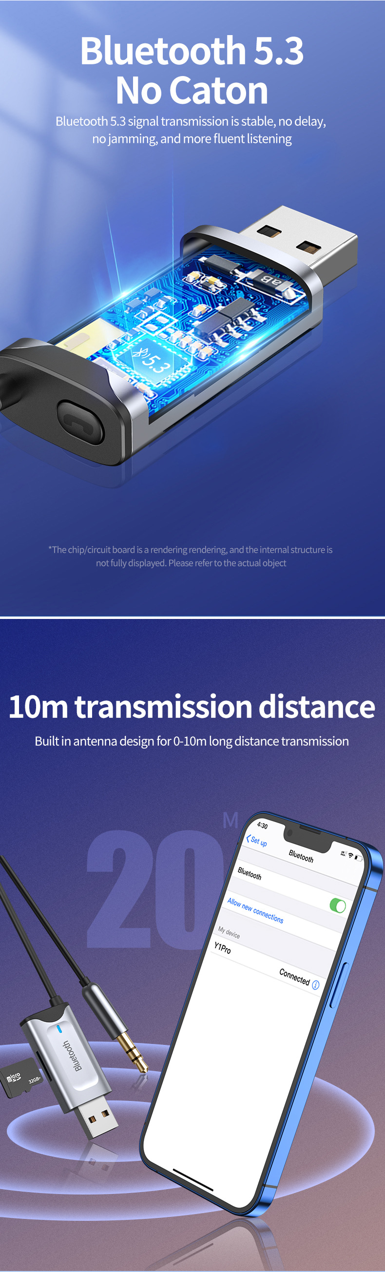 New Arrival 5.4 Car Bluetooth Receiver Old Fashioned Audio Adapter Tf Card