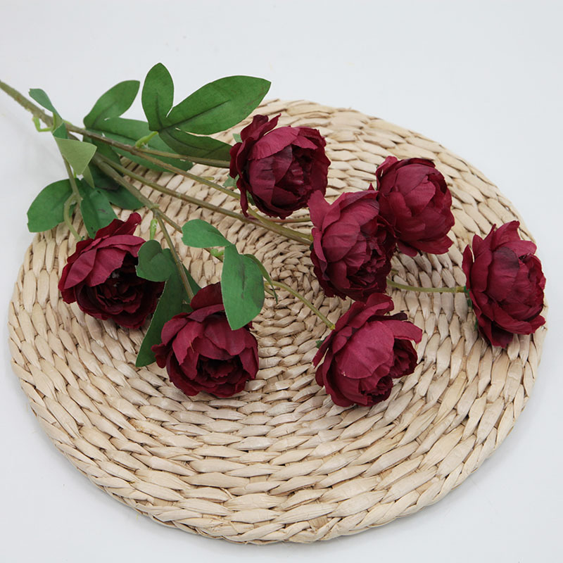 Flor Artificial 6-cabeza exquisita peonía artificial peonía flor boda Home Hotel accesorios de tiro Flor de seda flor artificial al por mayor