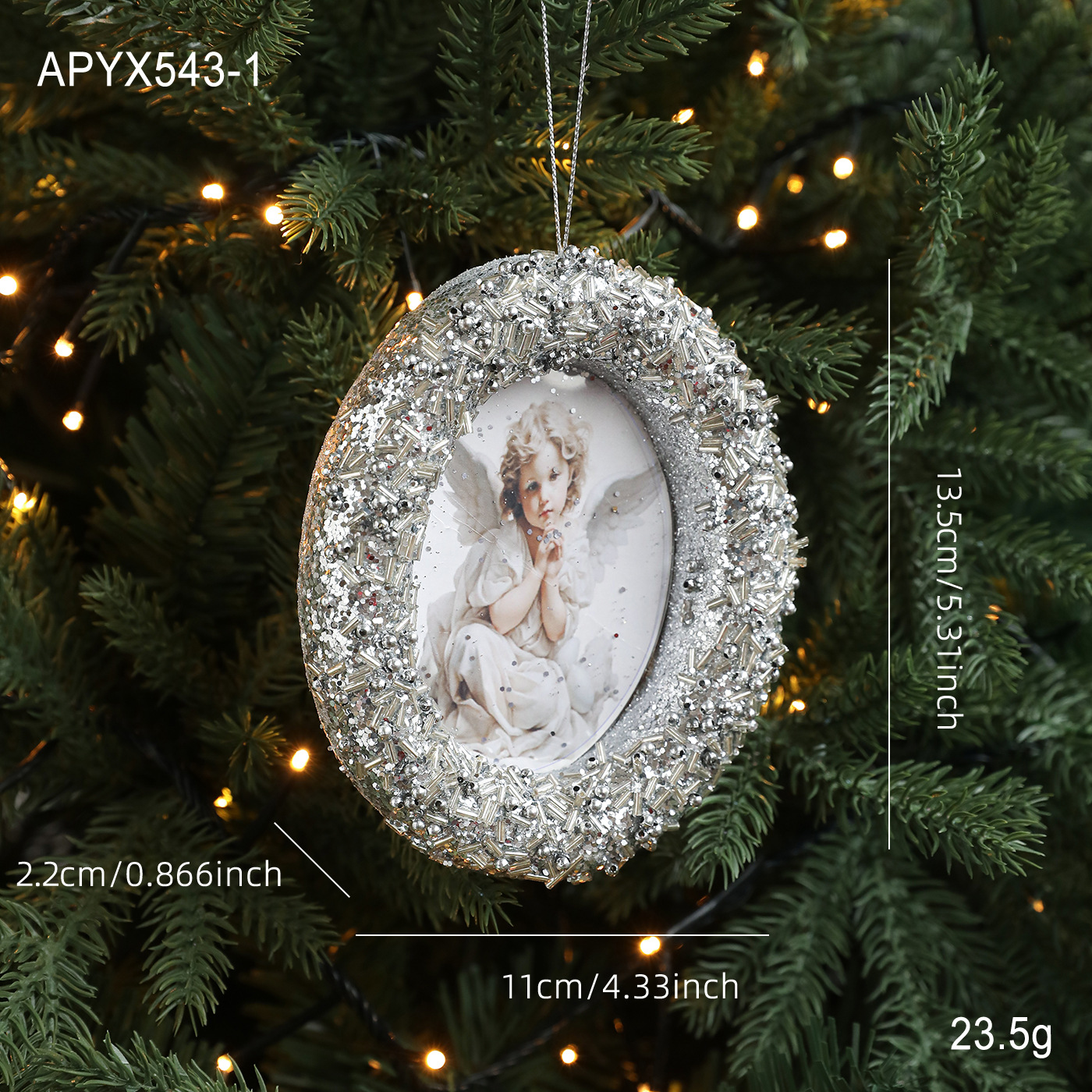 Colgante de árbol de Navidad transfronterizo marco cuadrado redondo especial espuma adesiva colgante decoración diseño de props de fotografía