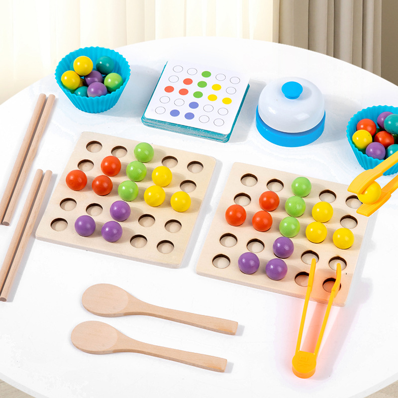 El juego de combinación de cuentas de clip de tubo de ensayo para niños beneficia la inteligencia, el ejercicio cognitivo del color, la coordinación mano-ojo, la educación temprana Montessori