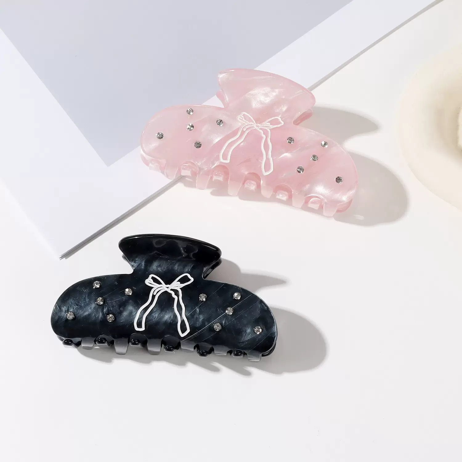 戈蕾思饰品瑞典小众设计蝴蝶结镶钻后脑勺盘发发夹鲨鱼夹百搭发饰