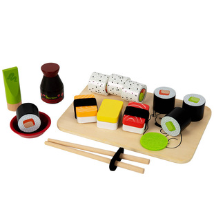 Children's Wooden Pretend Play Sushi Cutting Set Enhances Baby's Hands-On Ability with Realistic Kitchen Toys