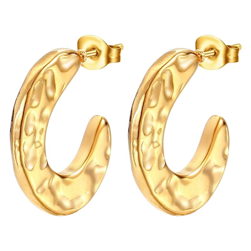 Pendientes sólidos hidráulicos de acero inoxidable irregulares de moda europea y americana de 18 quilates chapados en oro pendientes de acero inoxidable que no se desvanece