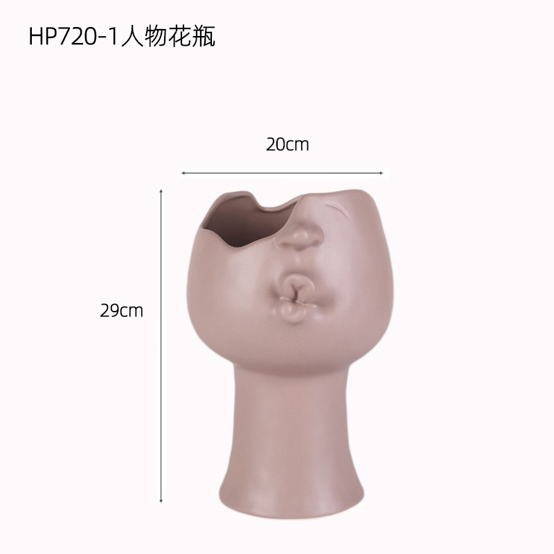 Simple moderno creativo Arte Abstracto cara cerámica florero decoración modelo sala de ventas Oficina salón escritorio flor