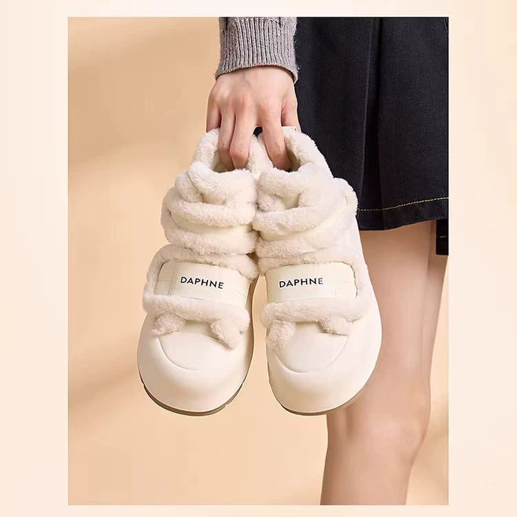 Daff High Gang хлопчатобумажные туфли женская зимняя 2024 новая плюшевая толстая подошва теплая снежные сапоги липучка женская обувь Ni