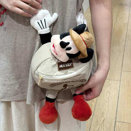 儿童可爱老鼠包包卡通斜挎包超火单肩包外出露营风帆布女生背包