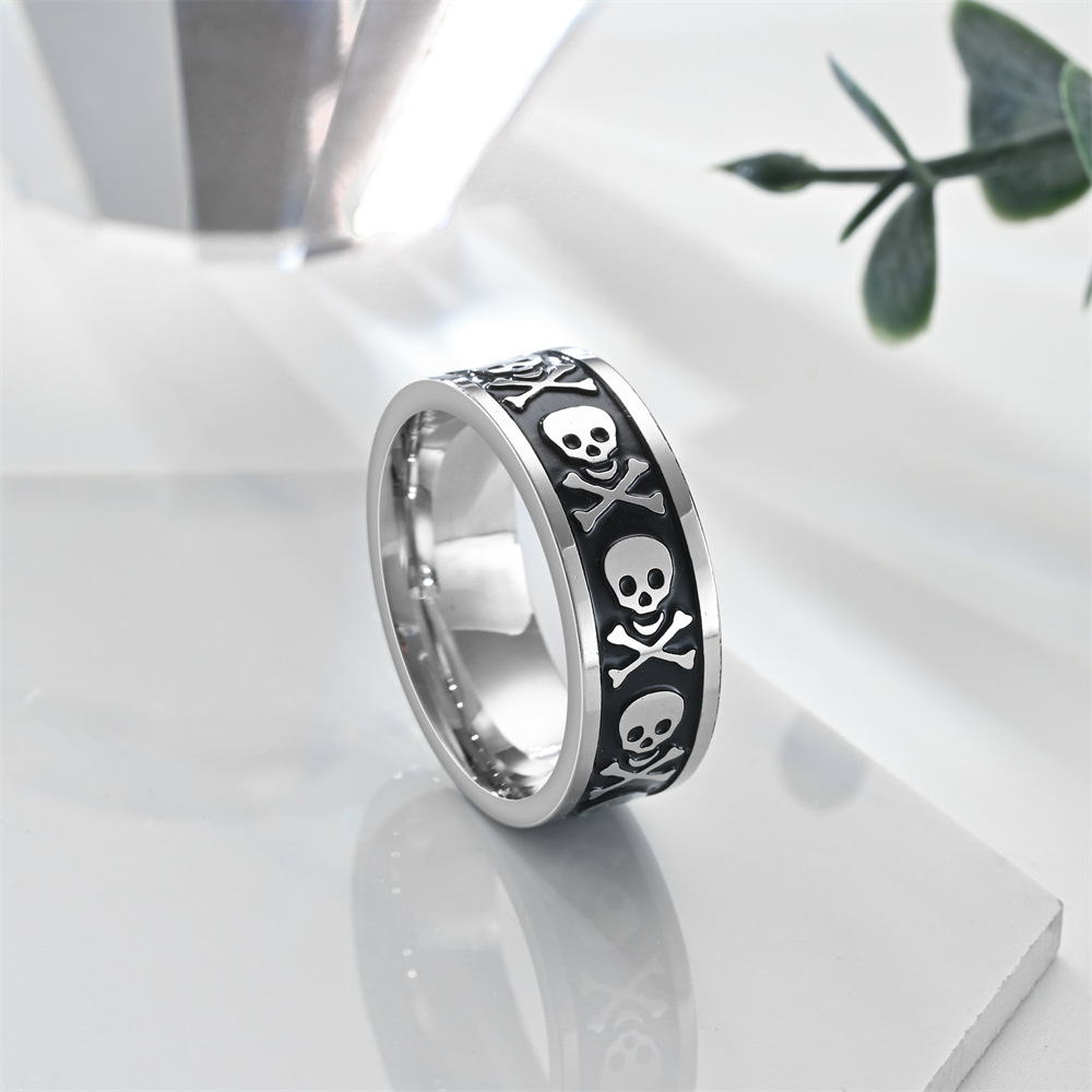 Halloween Festival Skull Pattern Hip-Hop Skull Titanium Steel Halloween Men's Rings