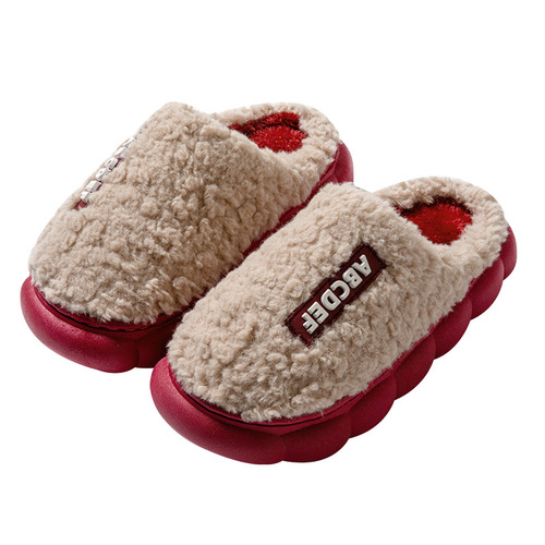 棉拖鞋女室内家居秋冬新款毛绒拖鞋家用踩屎感撞色棉拖鞋情侣外穿