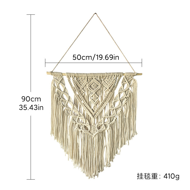 Tapiz de Pared Bohemio de Algodón Tejido a Mano con Flecos para Sala de Estar image 9