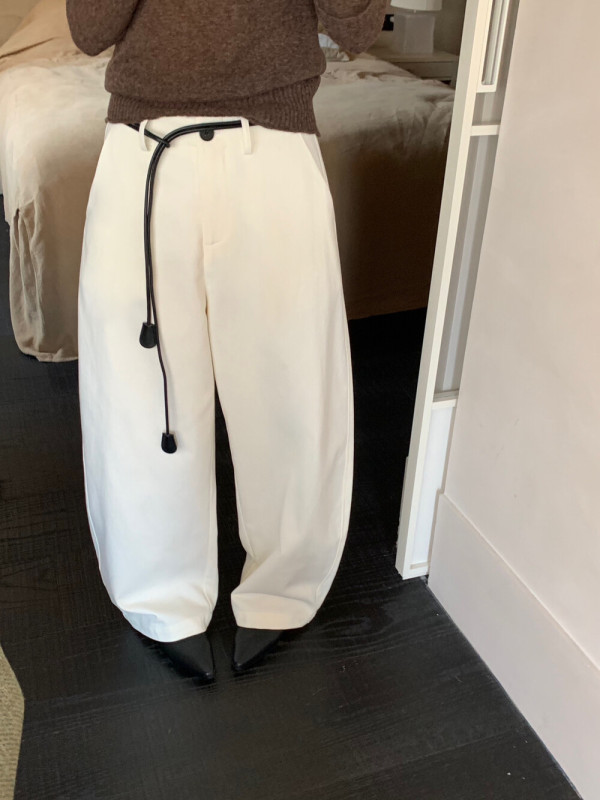 【MISS密思家正品店】休闲百搭压线弯刀裤休闲裤女装(配皮绳)W685|undefined