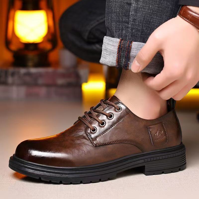 Herren Martin Halbschuhe Britischer Stil Retro Leder Freizeitschuh_voghion.com