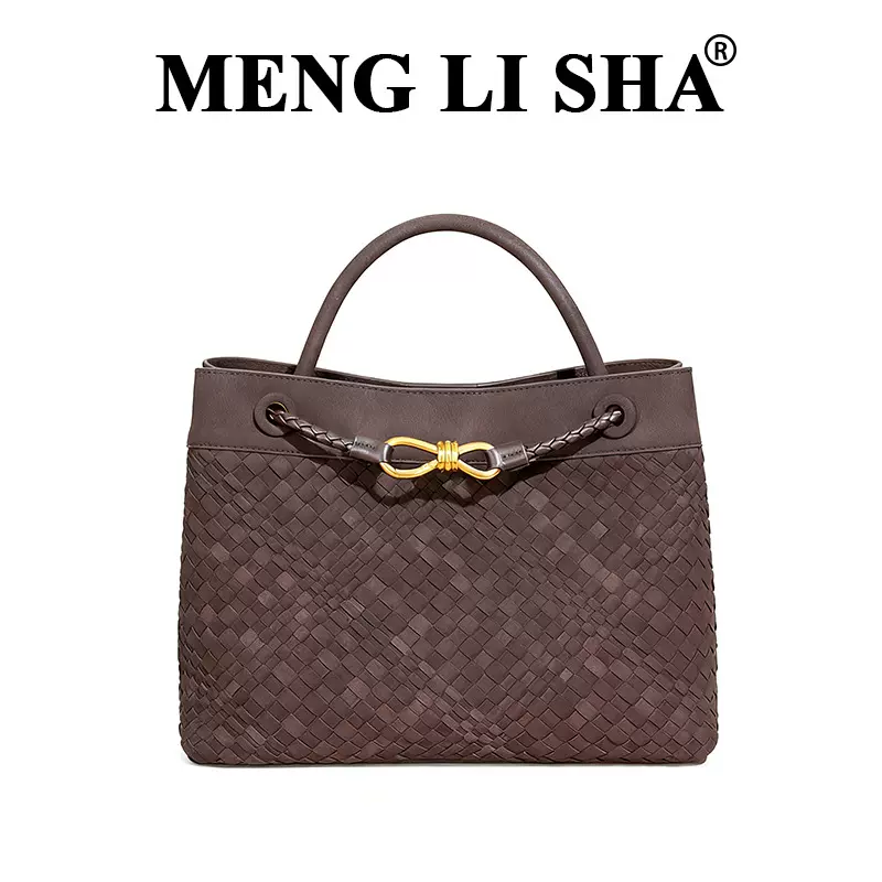 欧美高级感手提托特包秋冬复古磨砂麂皮绒编织女包时尚单肩斜挎包