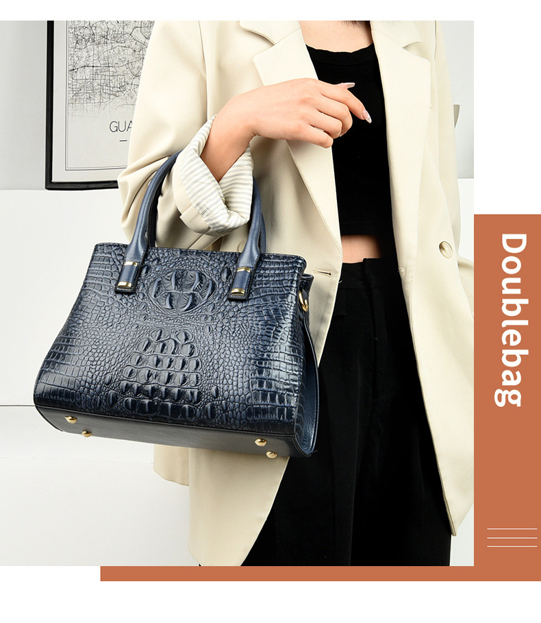 Elegant Crocodile Pattern Leather Handle Bag For Women_voghion.com