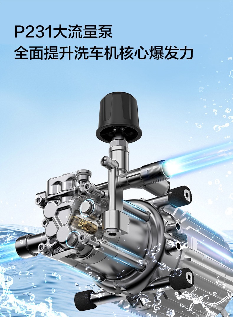 Yili Car Washer Black Rhino X06 High-Power Induction Household 220V High-Pressure Water Gun Portable Cleaning Tool
