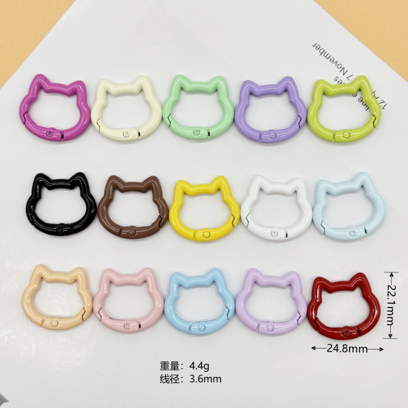 スプリングリングキャンディーカラースプリングバックルアクセサリーカラフルな愛ペイントブックリングカードリングキーホルダーオープン diy ジュエリー|undefined