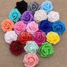 現貨批發仿真泡沫花頭7cm pe玫瑰花人造花 彩燈燈串玫瑰花頭20色
