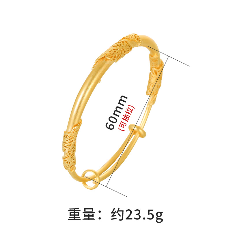 Xiangsiteng estilo antiguo arena oro pulsera abierta boca push pull pulsera Patrimonio de las mujeres hoja pulsera Internet celebridad estilo suministro al por mayor