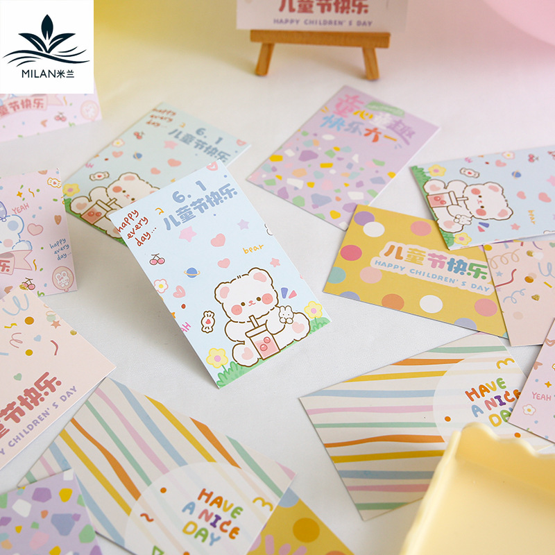 Tarjeta del Día del Niño Tarjeta de felicitación Diy Flores Aperitivos Ramo Material de embalaje Tarjeta de regalo Etiqueta engomada