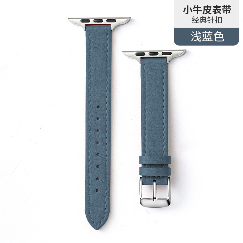 Adecuado para iwatch4/5/6/7/8/se Apple delgada capa superior de cuero hebilla Correa 14mm Apple correa de cuero