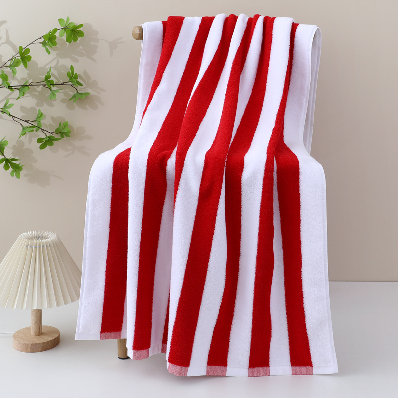 Red and white striped bath towel