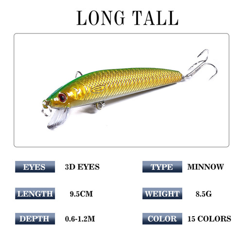 Cross-border Luya Bait Minnow Bait Floating Fishing Bait 10 Color Ribbon Ring Beads Bionic Bait Hard Bait Wholesale Bait