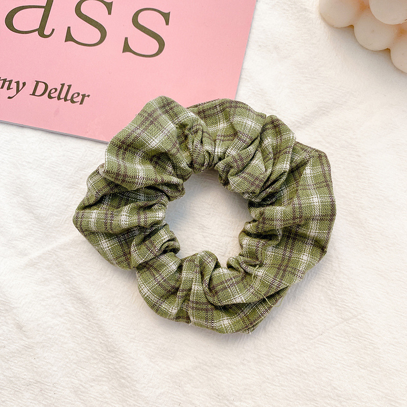 Pequeño, fresco y dulce, lazo para el cabello de intestino grueso, linda cuerda para el cabello a cuadros, atmósfera coreana, cuerda para el cabello, tocado de goma