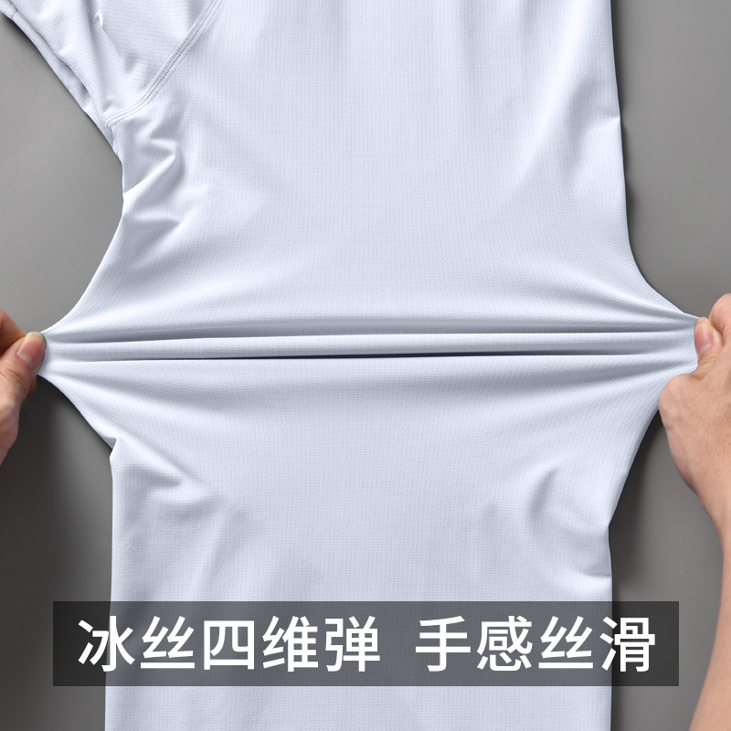 Camiseta deportiva de verano delgada de manga corta ropa de secado rápido suelta de hielo transpirable ropa de correr de media manga camisa absorvente de sudor