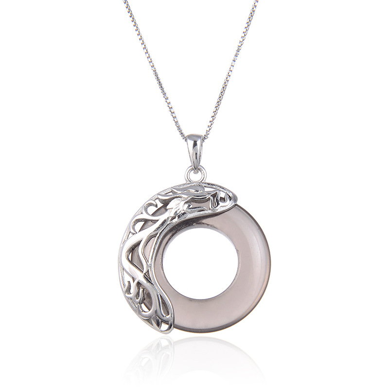 925 plata esterlina collar de estrellas sol y luna nicho femenino simple sensación de alto nivel de la vida del año perteneciente a la seguridad del dragón colgante para niños