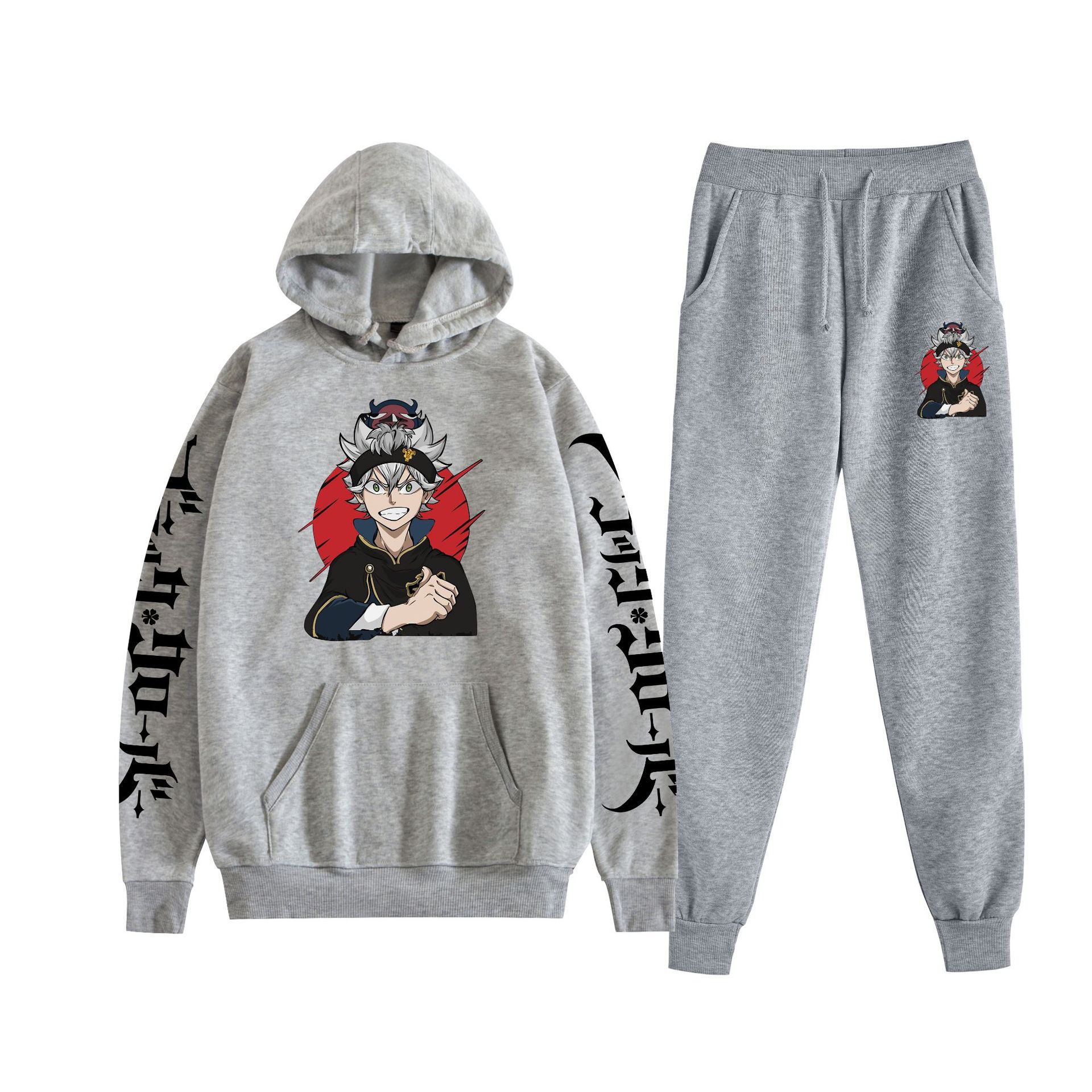 Comercio exterior nuevo estilo riman black trébol de cuatro hojas-Black Clover suéter con capucha corsés traje de dos piezas