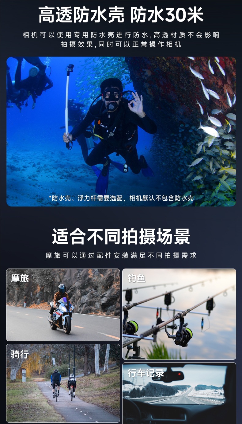 Mountain Dog G10 Thumb Action Camera Motorcycle Driving Recorder 4K High-Definition Non-360 Panoramic Helmet Camera