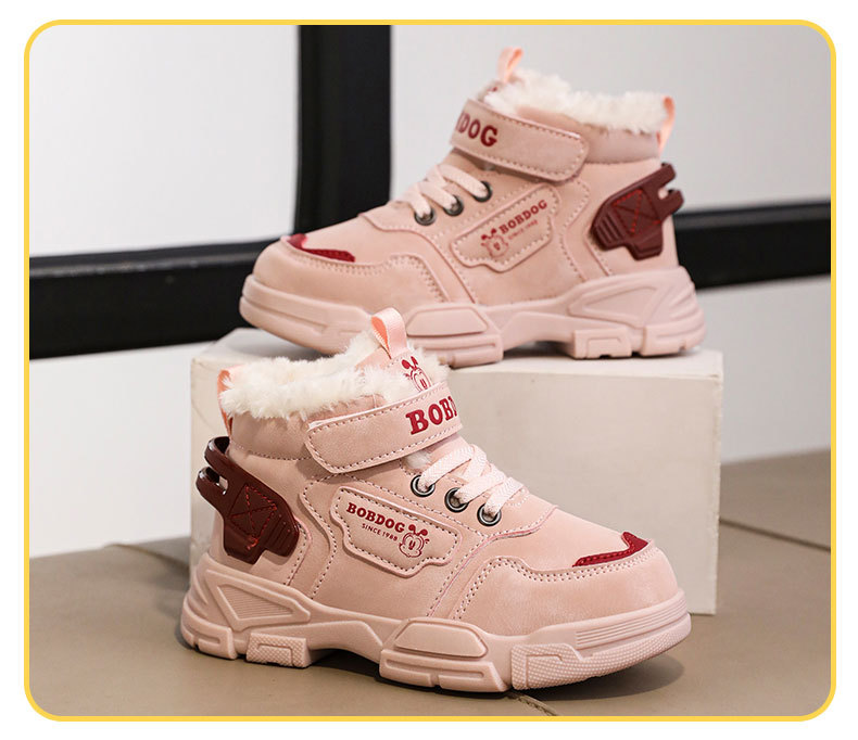 Babudou, scarponcini invernali da bambina in pile, caldi e comodi, per bambini più grandi, modello Martin, con suola in gomma, per esterni_voghion.com